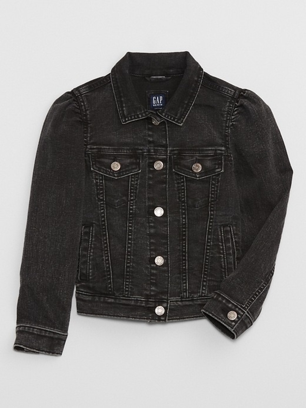 Gap Kids Puff Sleeve Icon Denim Jacket Black Size 3T